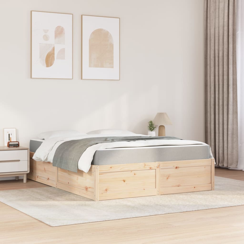 vidaXL Bed met matras massief grenenhout 140x200 cm afbeelding