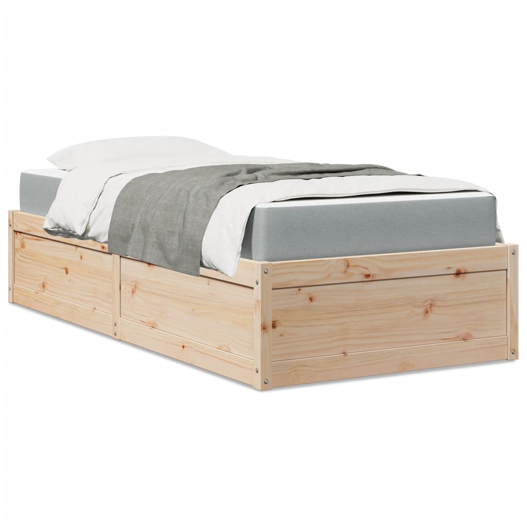 Bett mit Matratze 100×200 cm Massivholz Kiefer