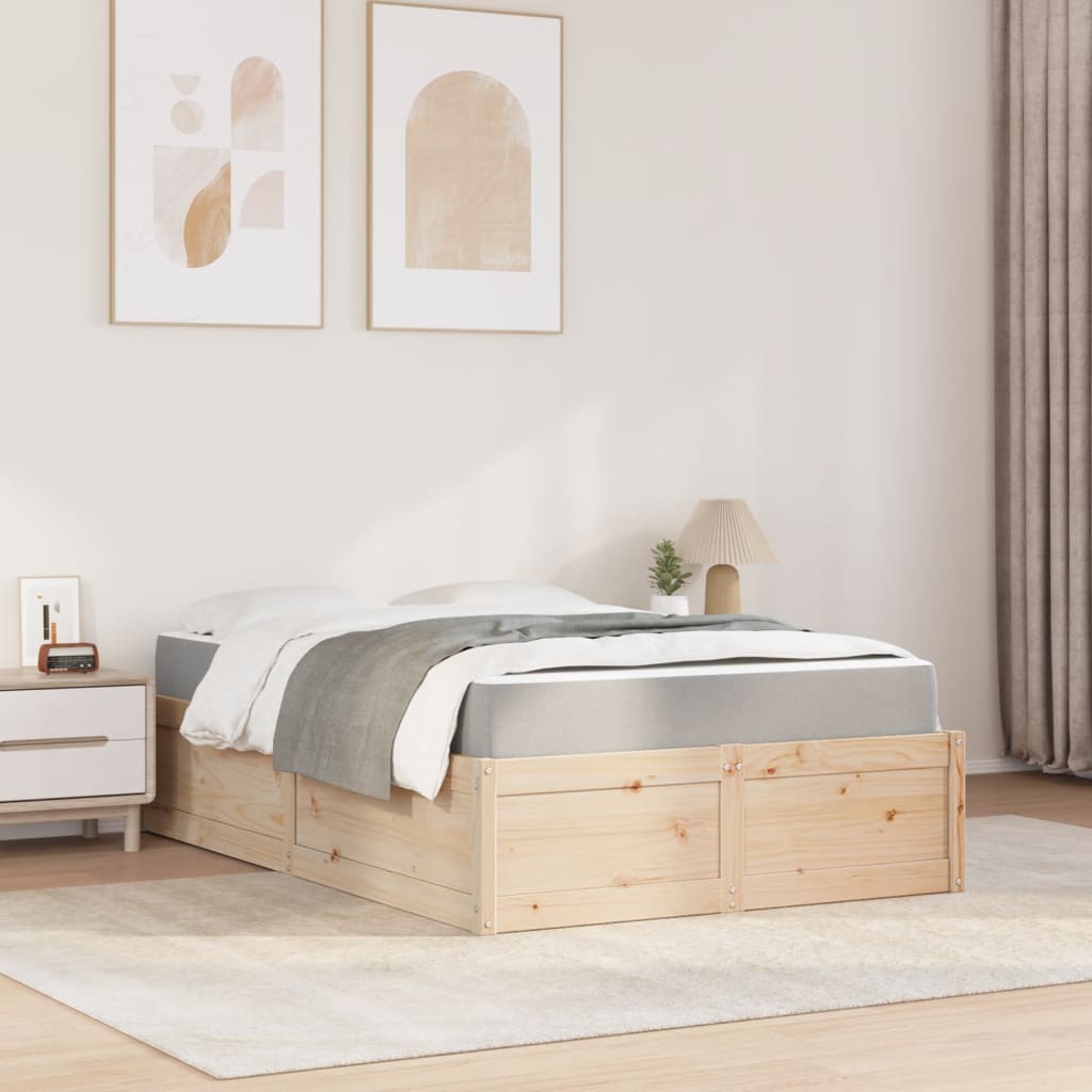 vidaXL Bed met matras massief grenenhout 140x190 cm afbeelding