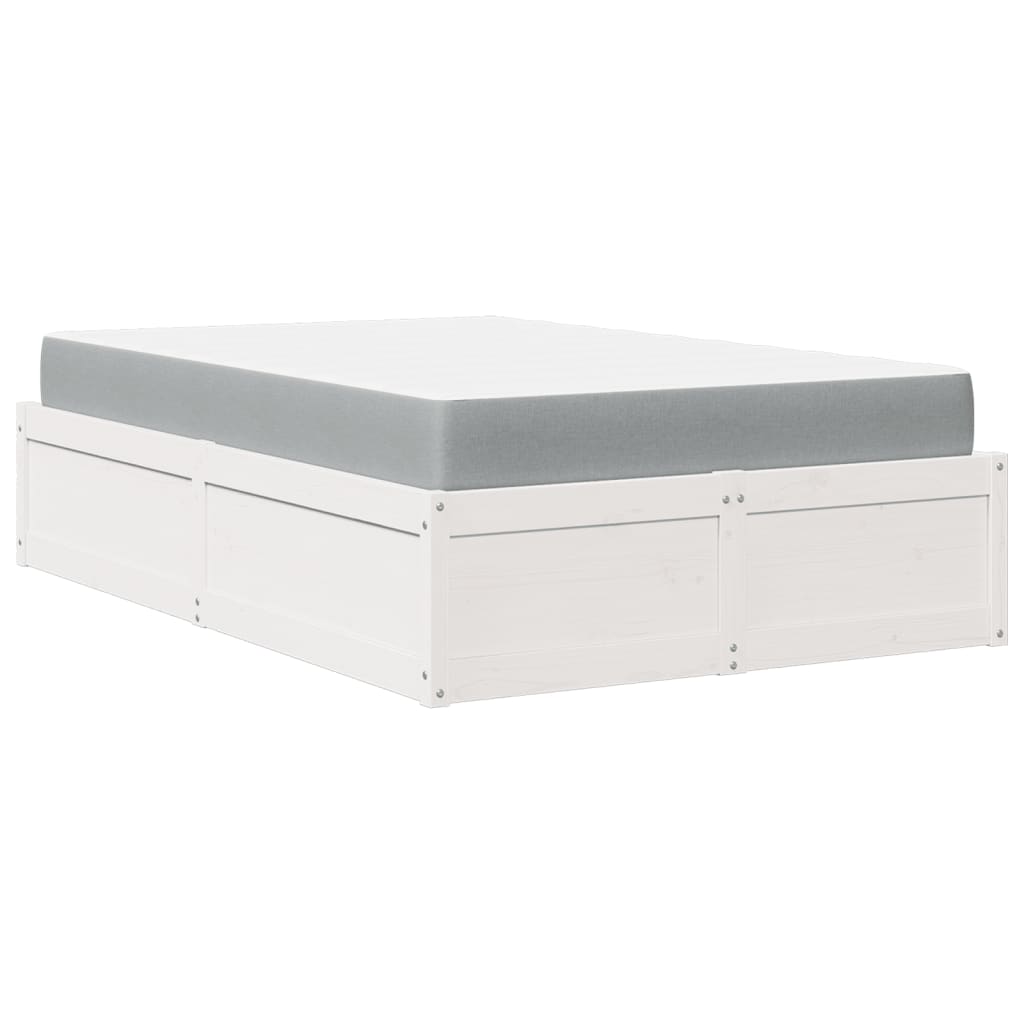 E-shop vidaXL Posteľ s matracom biela 140x190 cm borovicový masív