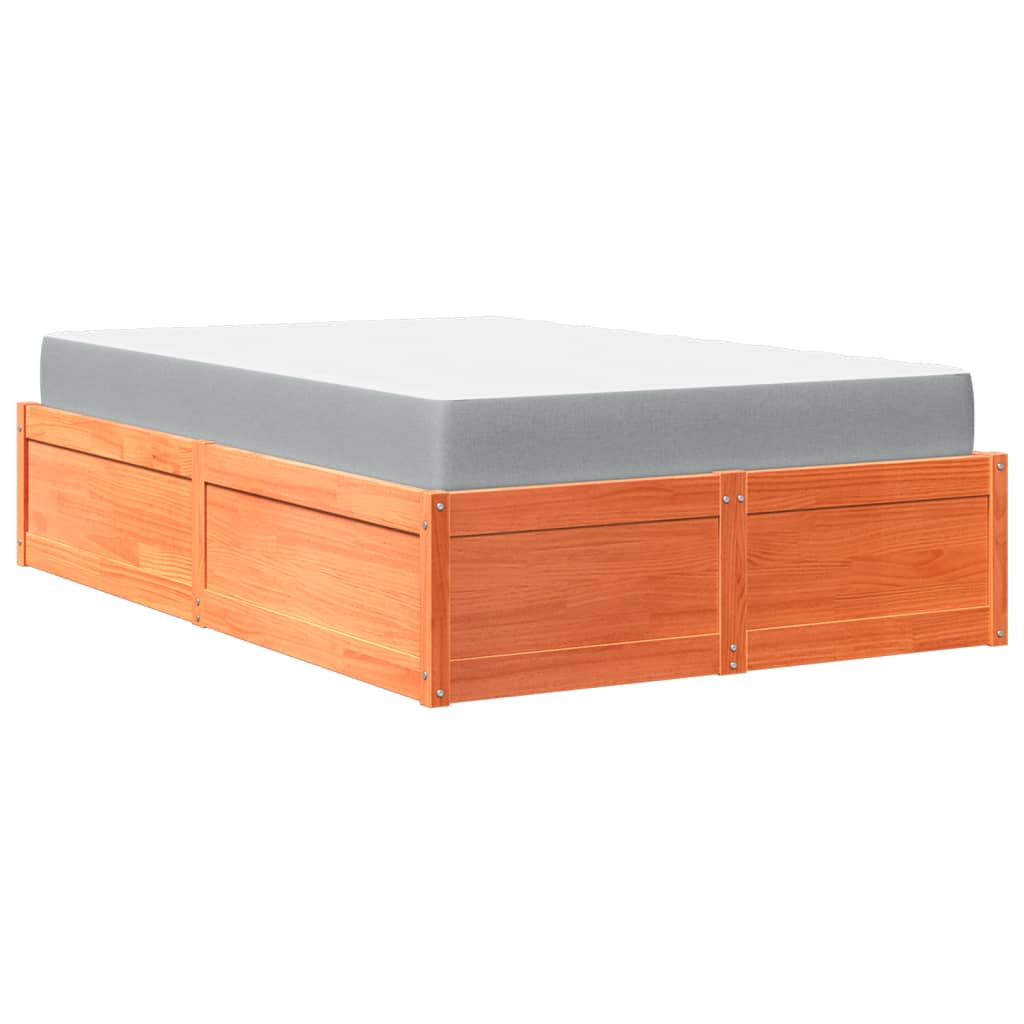 Thumbnail - vidaXL Bett mit Matratze Wachsbraun 140x190 cm Massivholz Kiefer