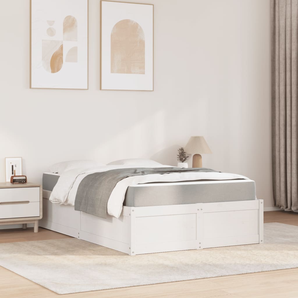 vidaXL Bed met matras massief grenenhout wit 120x190 cm afbeelding