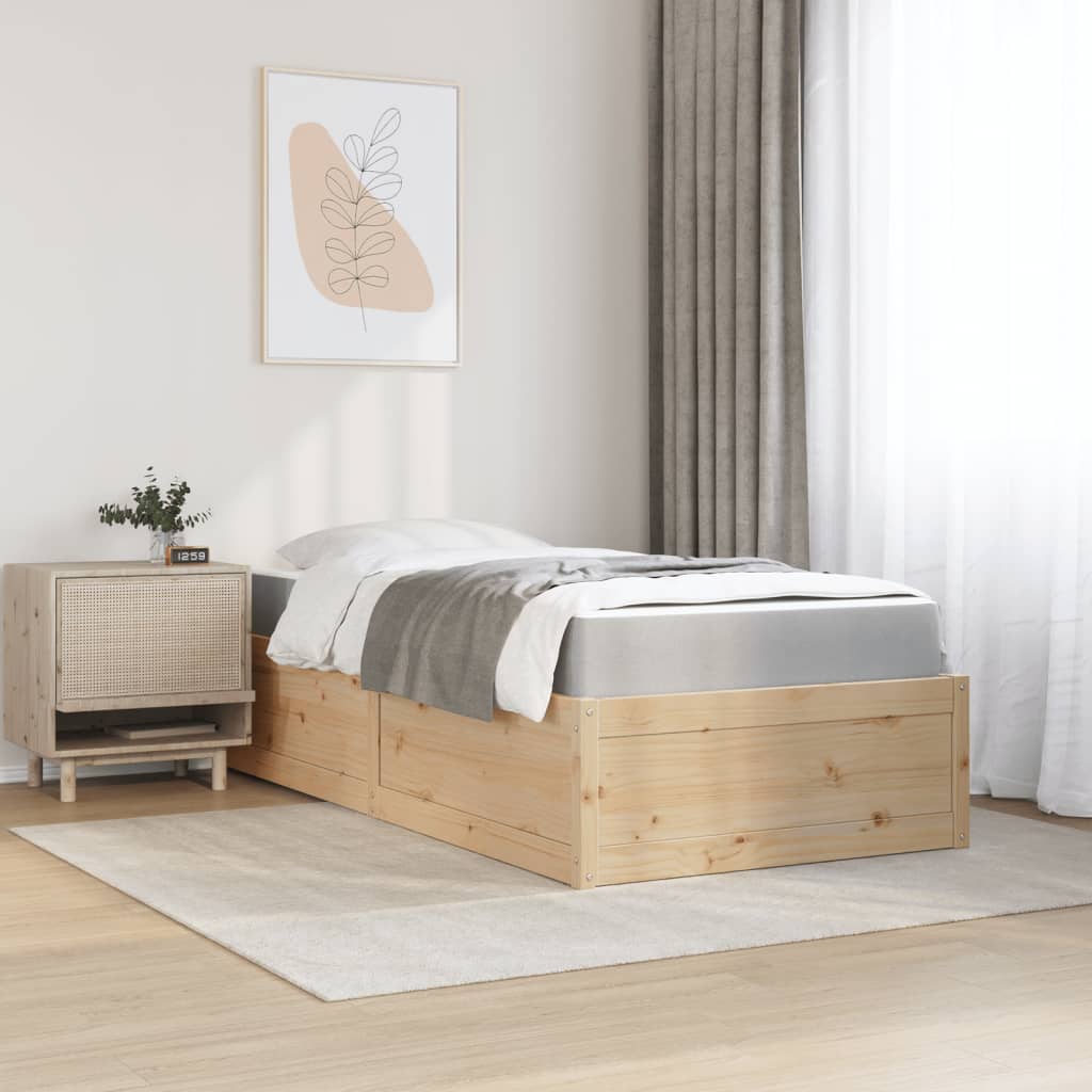 vidaXL Bed met matras massief grenenhout 90x190 cm bruin, foto 2