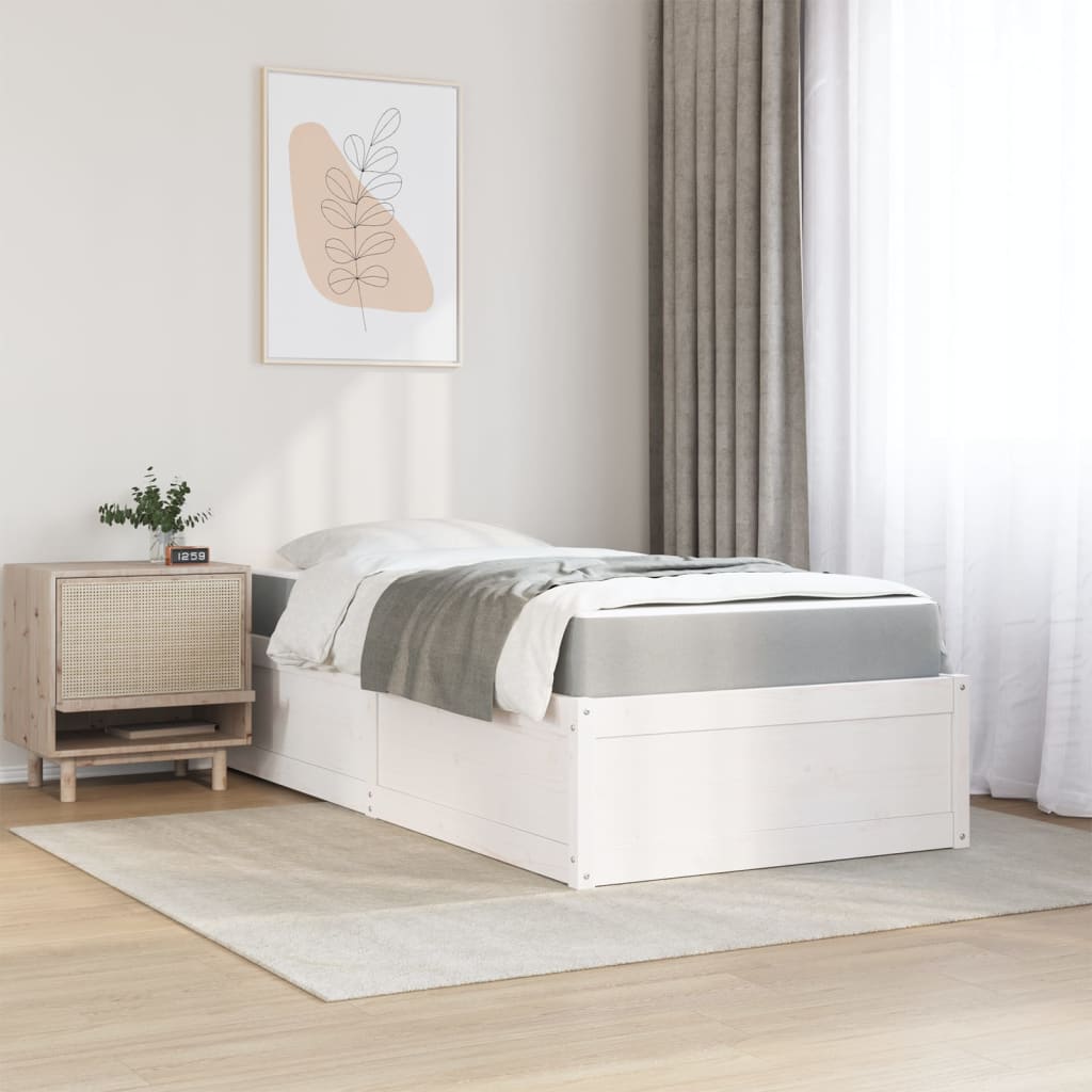 vidaXL Bed met matras massief grenenhout wit 90x190 cm afbeelding