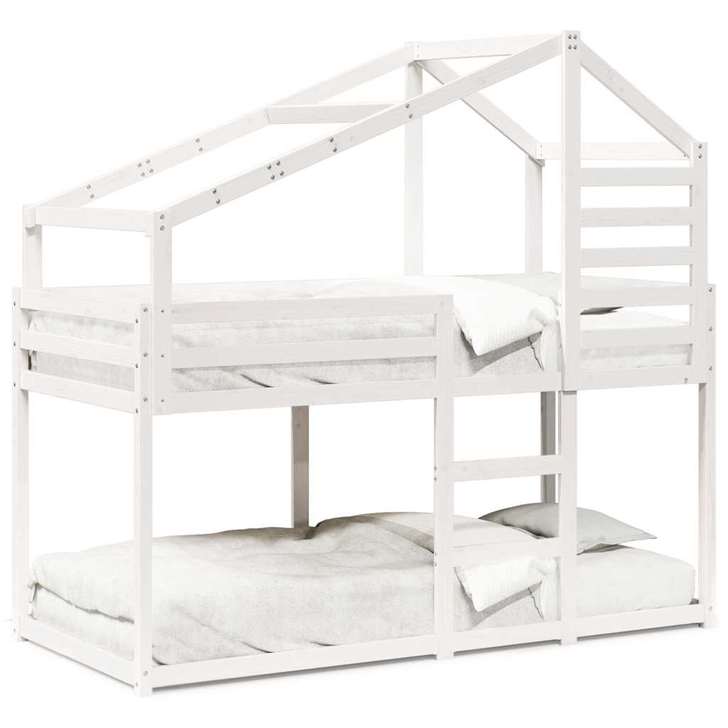 E-shop vidaXL Poschodová posteľ so strechou biela 75x190 cm borovicový masív