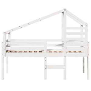 Patrová postel se střechou bílá 75 x 190 cm masivní borovice - obrázek 4