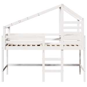 Posteljni okvir z lestvijo in streho bel 90x190 cm borovina - slika 4