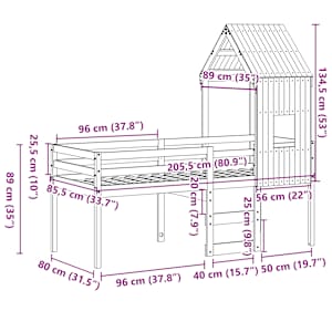 Patrová postel se střechou 80 x 200 cm masivní borové dřevo - obrázek 12