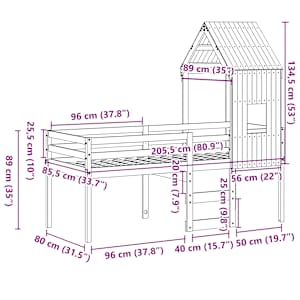 Patrová postel se střechou voskově hnědá 80 x 200 cm borovice - obrázek 12
