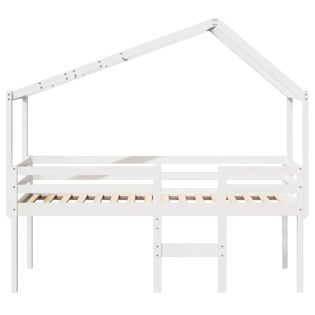 vidaXL Hoogslaper met dak massief grenenhout wit 90x200 cm, foto 4