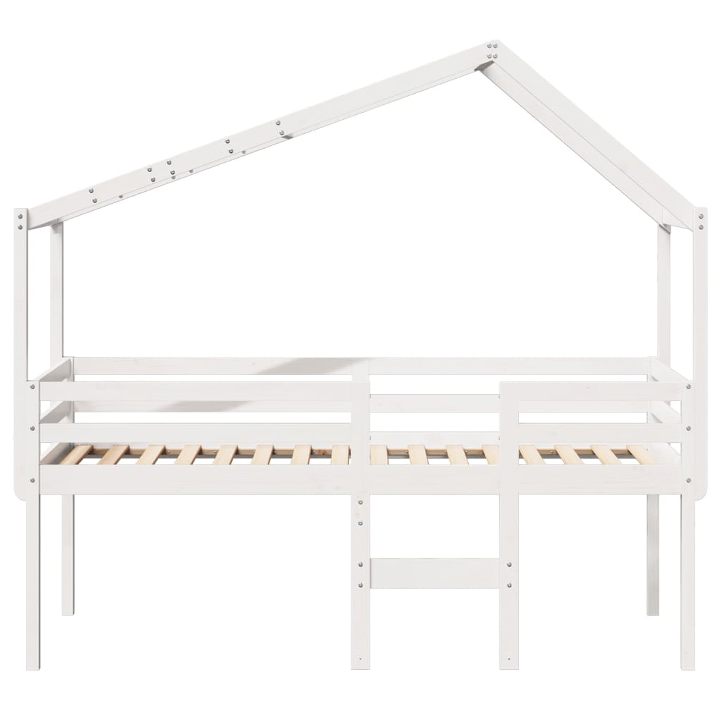 vidaXL Hoogslaper met dak massief grenenhout wit 90x190 cm, foto 4