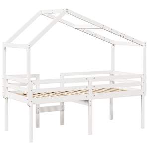 Patrová postel se střechou bílá 75 x 190 cm masivní borovice - obrázek 8