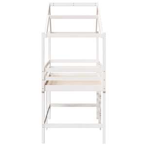 Posteljni okvir z lestvijo in streho bel 90x190 cm borovina - slika 7