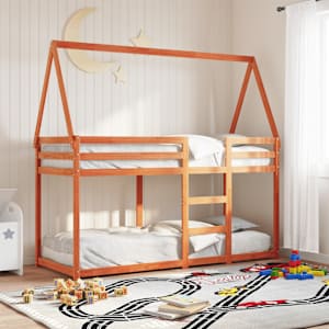 Pograd s streho voščeno rjav 90x200 cm trdna borovina