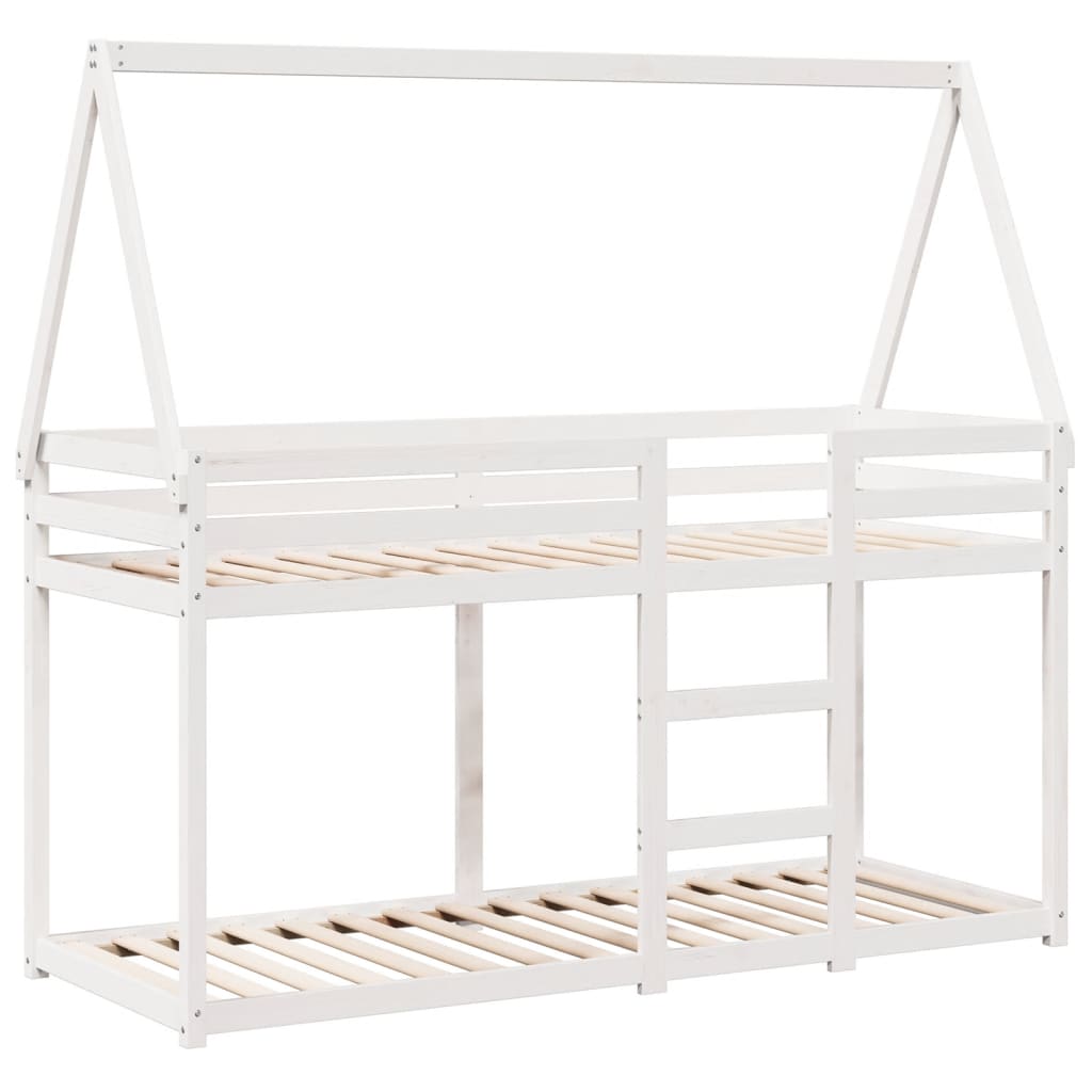 vidaXL Stapelbed met dak massief grenenhout wit 90x190 cm afbeelding