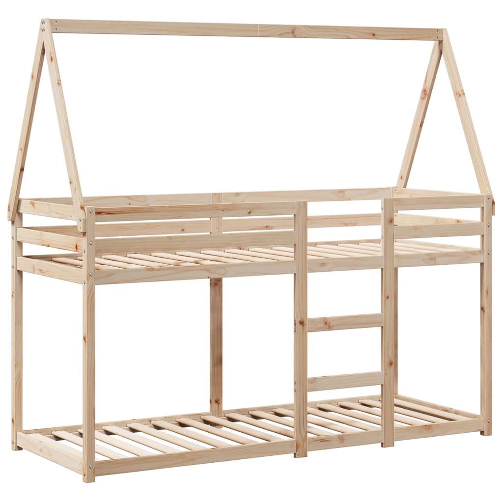 vidaXL Stapelbed 75x190 cm met dak massief grenenhout afbeelding