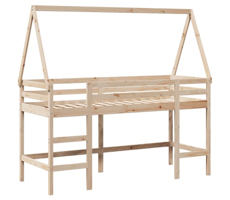 vidaXL Halfhoogslaper met ladder en bedhuis grenenhout 90x190 cm