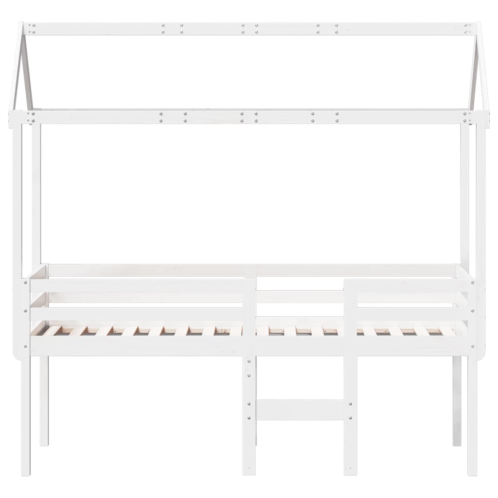 vidaXL Hoogslaper met dak massief grenenhout wit 90x200 cm, foto 4