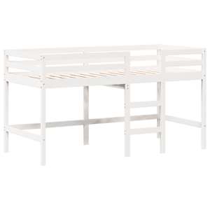 Posteljni okvir z lestvijo in streho bel 90x190 cm borovina - slika 5