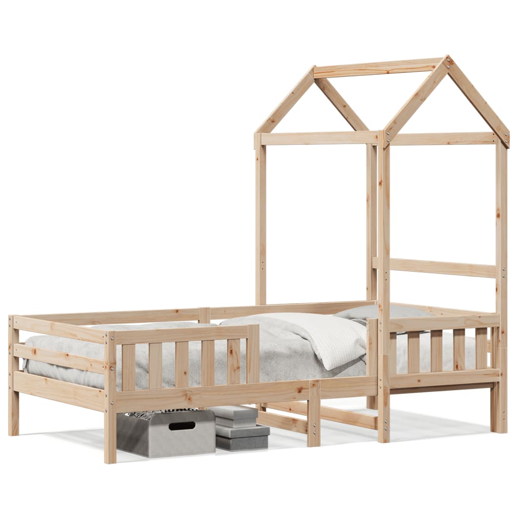 vidaXL Cadru de pat cu acoperiș, 100x200 cm, lemn masiv de pin