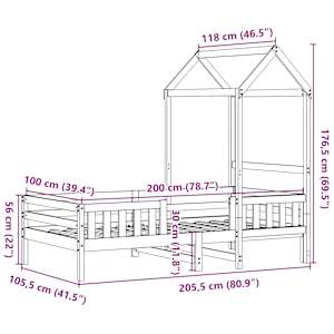 Rám postele se střechou bílý 100 x 200 cm masivní borovice - obrázek 11