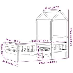 Rám postele se střechou bílý 80 x 200 cm masivní borovice - obrázek 11