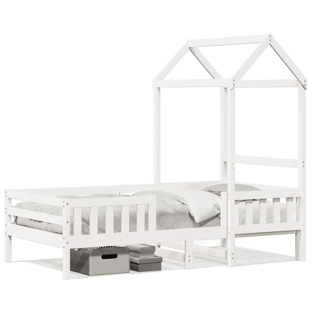 vidaXL Cadru de pat cu acoperiș, alb, 80x200 cm, lemn masiv de pin