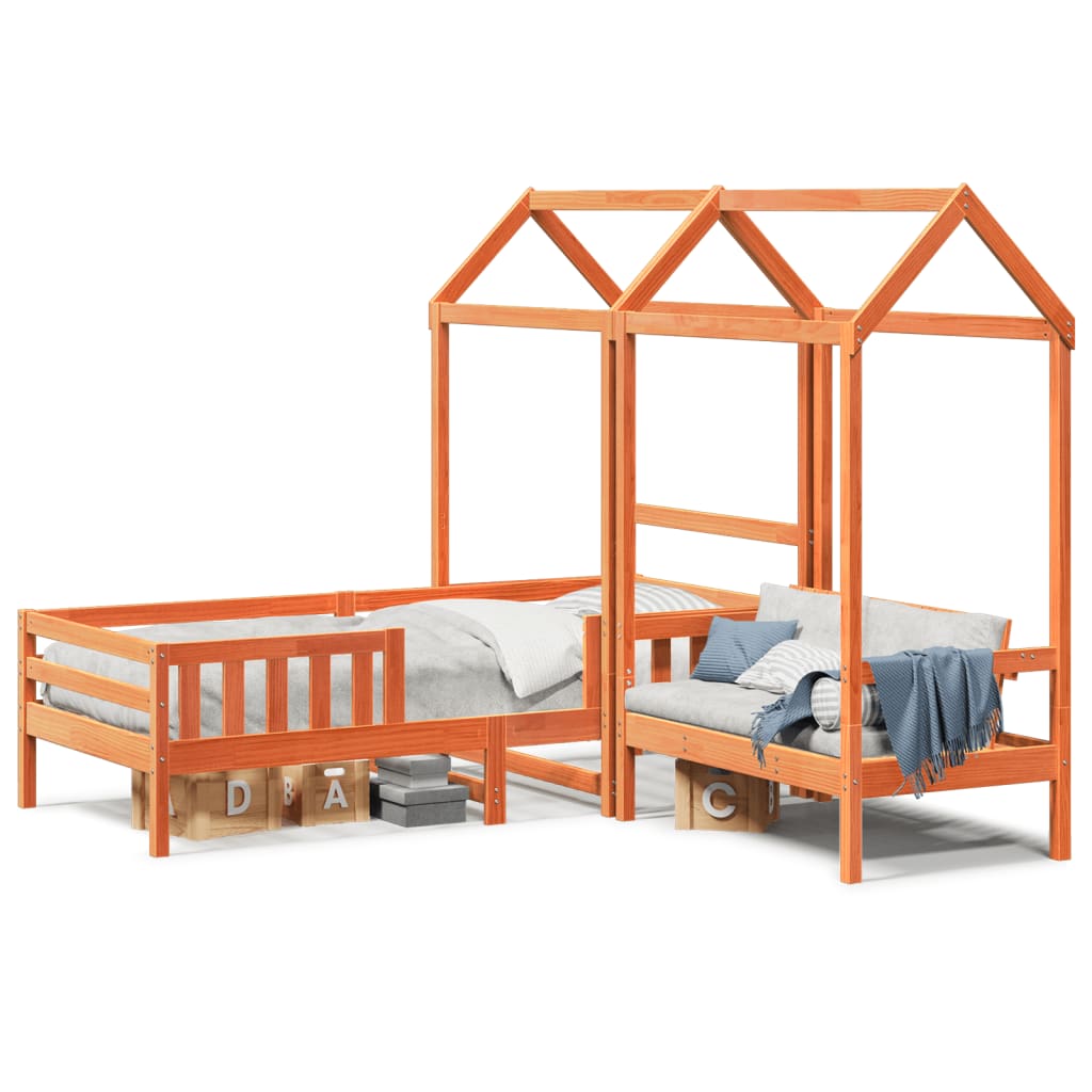 vidaXL Kinderbed met huisje massief grenenhout wasbruin 80x200 cm bruin, foto 3