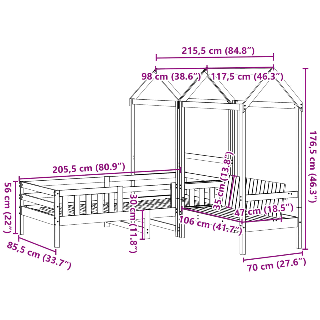 Kinderbed met huisje massief grenenhout wasbruin 80x200 cm image 13