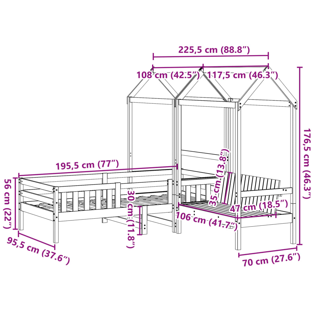 Kinderbed met huisje massief grenenhout wasbruin 90x190 cm image 13