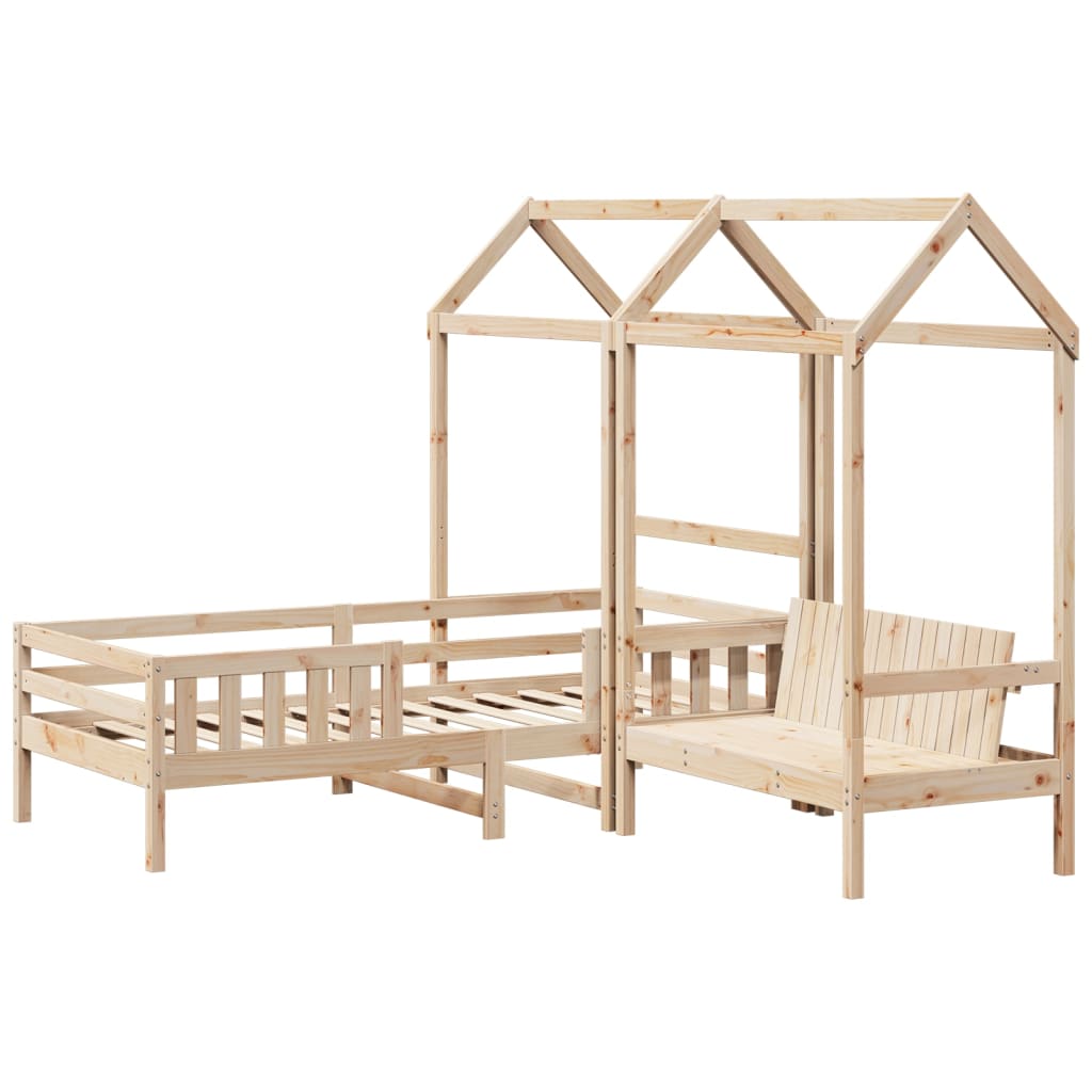 vidaXL Kinderbed 75x190 cm met dak massief grenenhout afbeelding