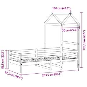 Válenda se střechou 90 x 200 cm masivní borové dřevo - obrázek 12