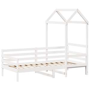 Válenda se střechou bílá 80 x 200 cm masivní borové dřevo - obrázek 3