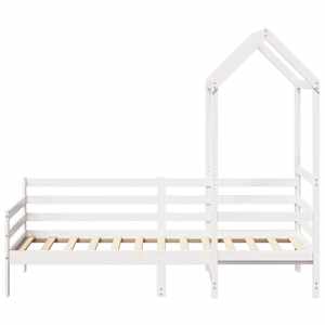 Válenda se střechou bílá 80 x 200 cm masivní borové dřevo - obrázek 4