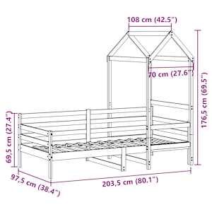 Válenda se střechou 90 x 200 cm masivní borové dřevo - obrázek 12