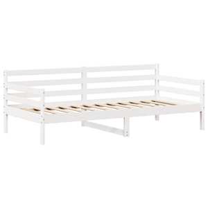 Válenda a lavice se střechou bílá 80 x 200 cm masivní borovice - obrázek 7