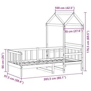 Válenda se střechou 90 x 200 cm masivní borové dřevo - obrázek 12