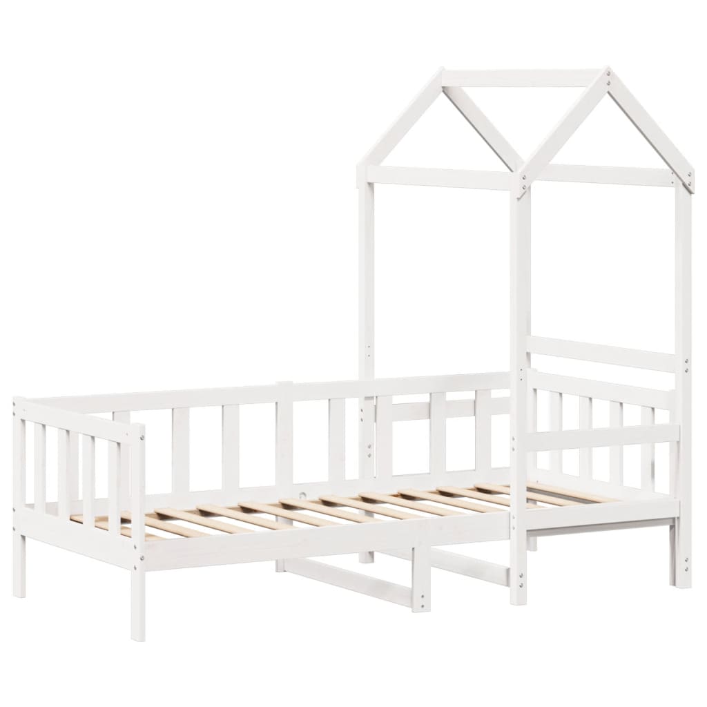 vidaXL Slaapbank met huisje 90x200 cm massief grenenhout wit afbeelding