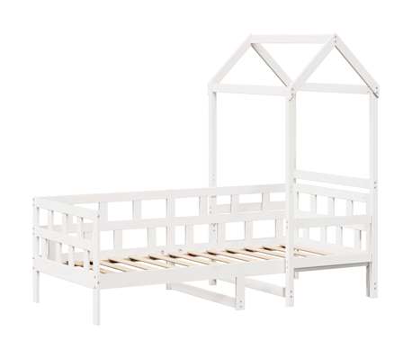 vidaXL Sofá-cama com telhado 80x200 cm madeira de pinho maciça branco