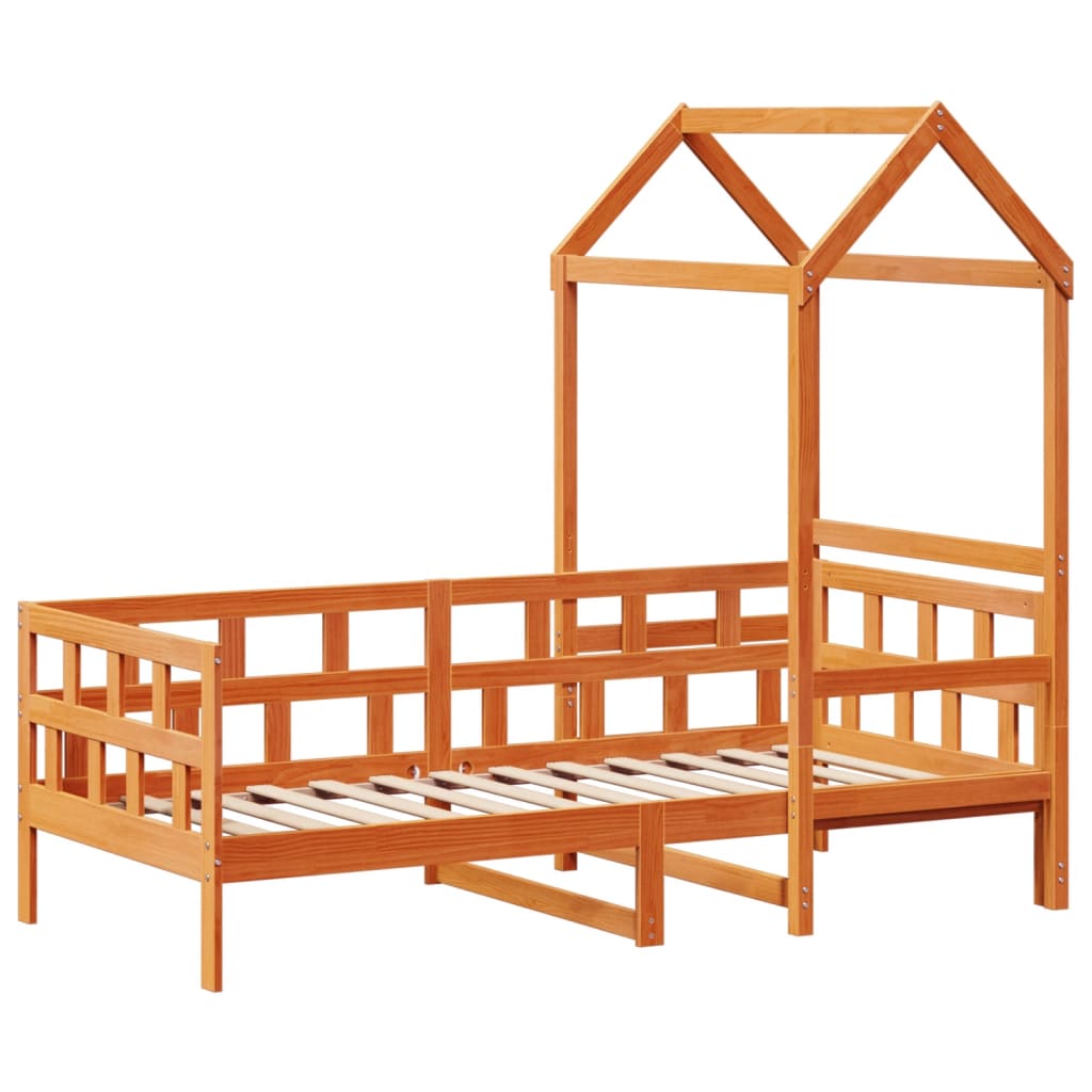 vidaXL Kinderbed met huisje massief grenenhout wasbruin 80x200 cm afbeelding