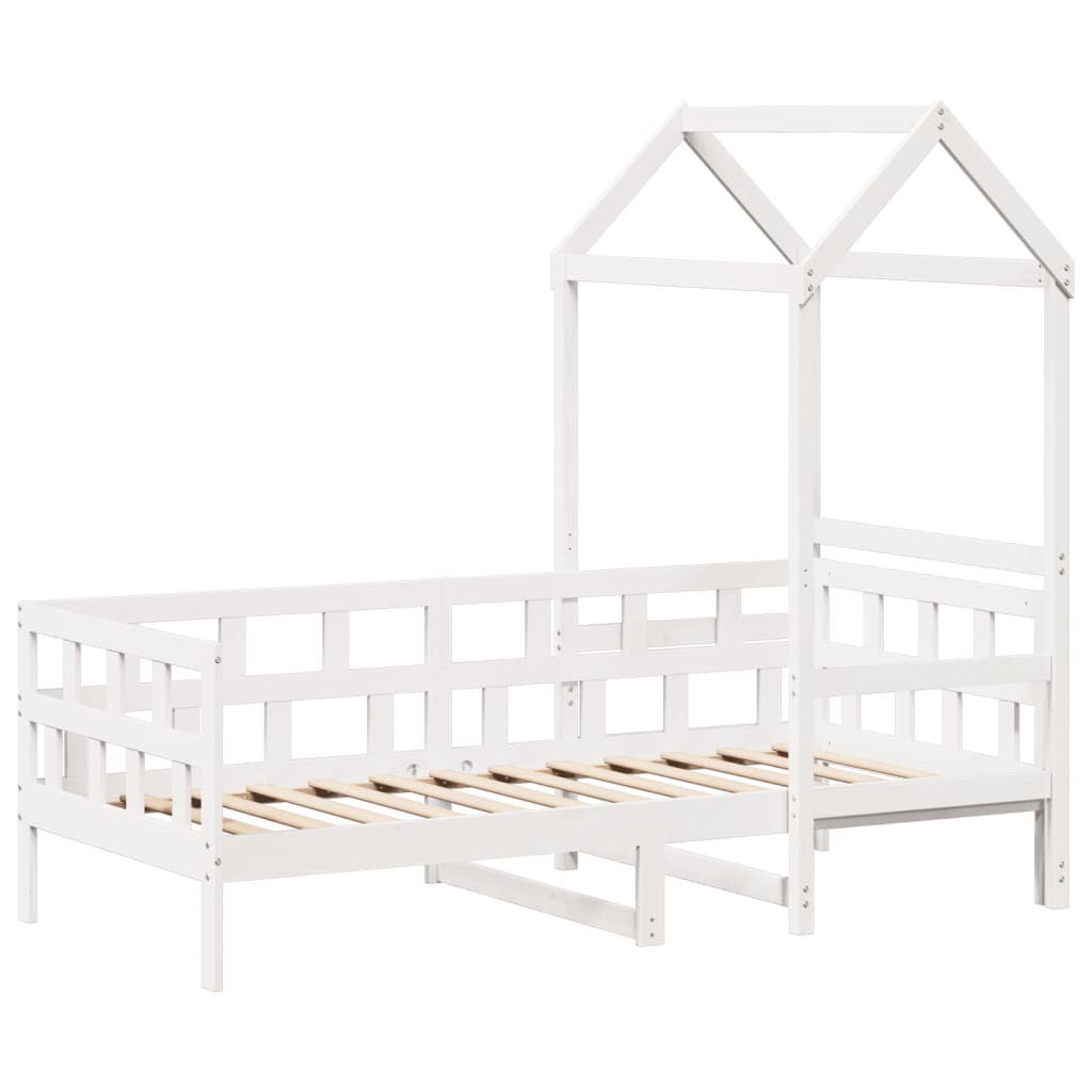 vidaXL Slaapbank met bedhuis 90x190 cm massief grenenhout wit afbeelding