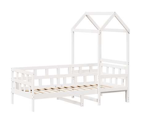 vidaXL feh&eacute;r t&ouml;m&ouml;r fenyőfa kanap&eacute;&aacute;gy tetővel 90 x 190 cm