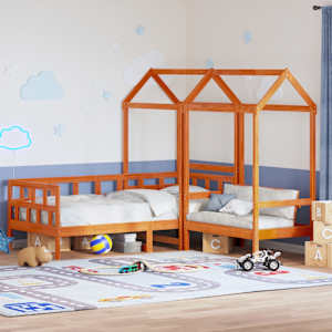 Dnevna postelja s streho voščeno rjava 90x200 cm trdna borovina