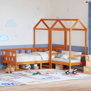 Dnevna postelja s streho voščeno rjava 80x200 cm trdna borovina