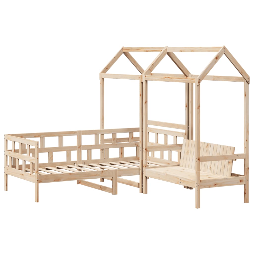 vidaXL Kinderbedset met huisje massief grenenhout 90x190 cm afbeelding