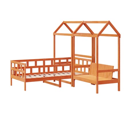vidaXL Day Bed Set with Roof without Mattress Wax Brown 90x190 cm Single