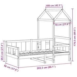 Válenda se střechou 90 x 200 cm masivní borové dřevo - obrázek 12