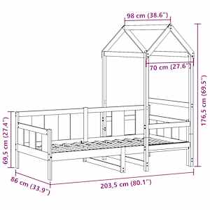 Válenda se střechou 80 x 200 cm masivní borové dřevo - obrázek 12