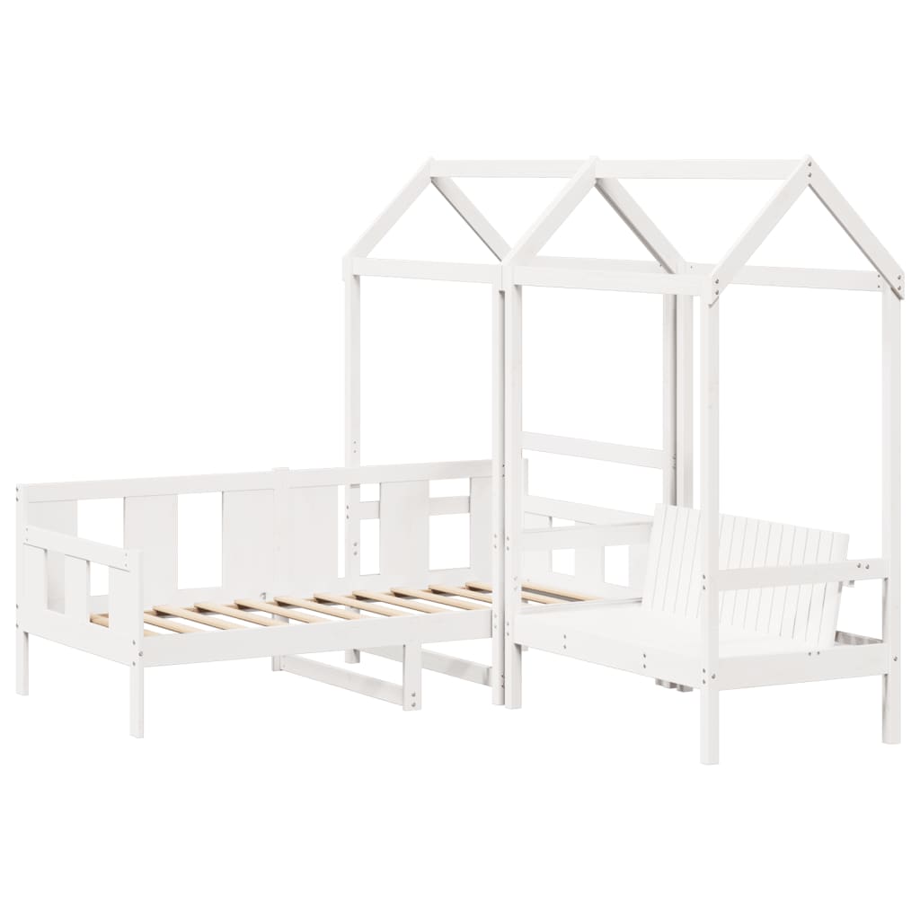 vidaXL Day Bed and Bench Set with Roof without Mattress White 80x200 cm