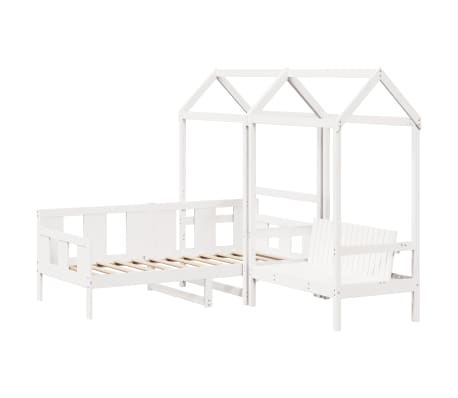 vidaXL Day Bed and Bench Set with Roof without Mattress White 80x200 cm